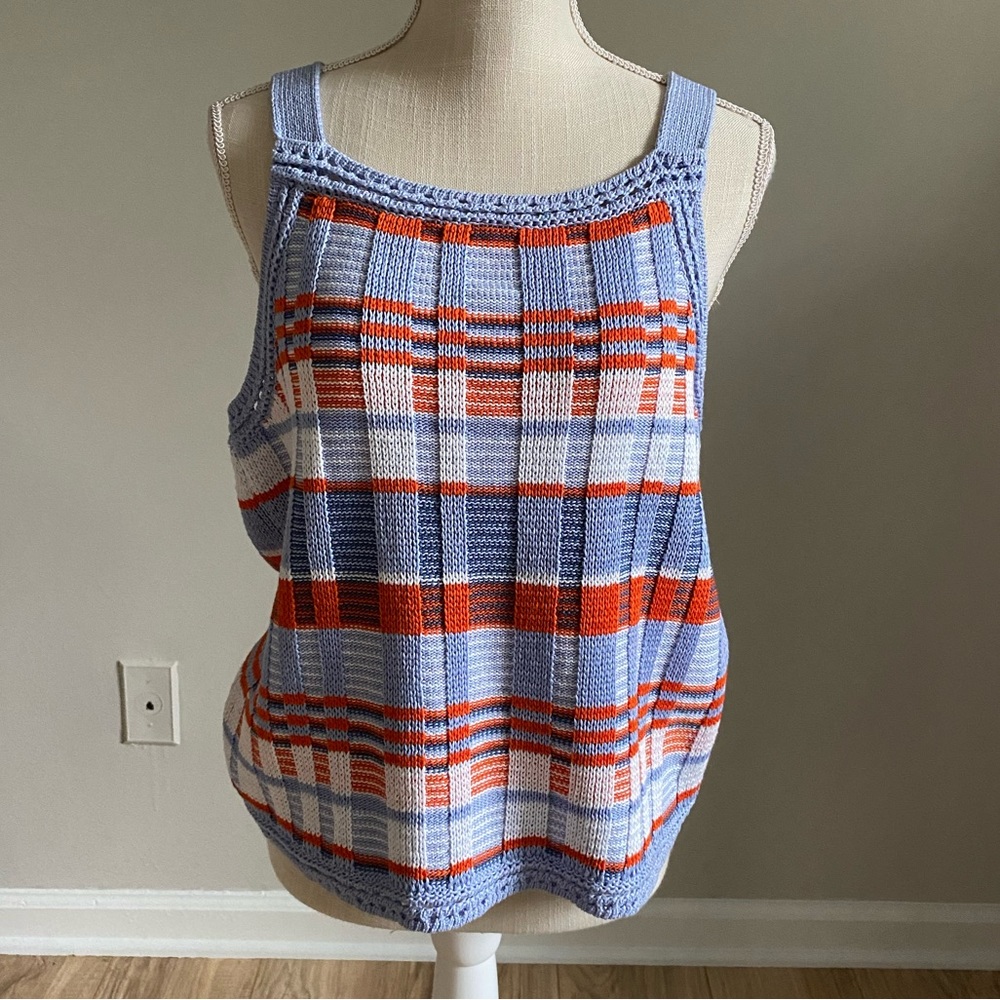 Knit Plaid Cropped Sweater Tank